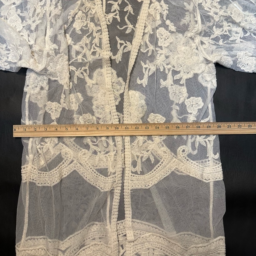 NWT Adiva Ivory Lace Open Kimono Cardigan, Women’s Size Medium - Picture 6 of 13